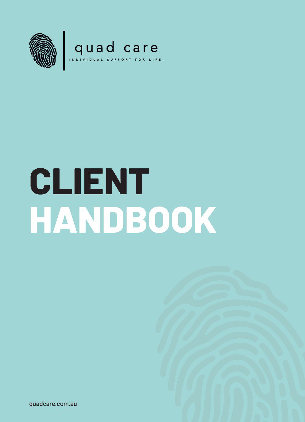 Quad Care Client Handbook front page